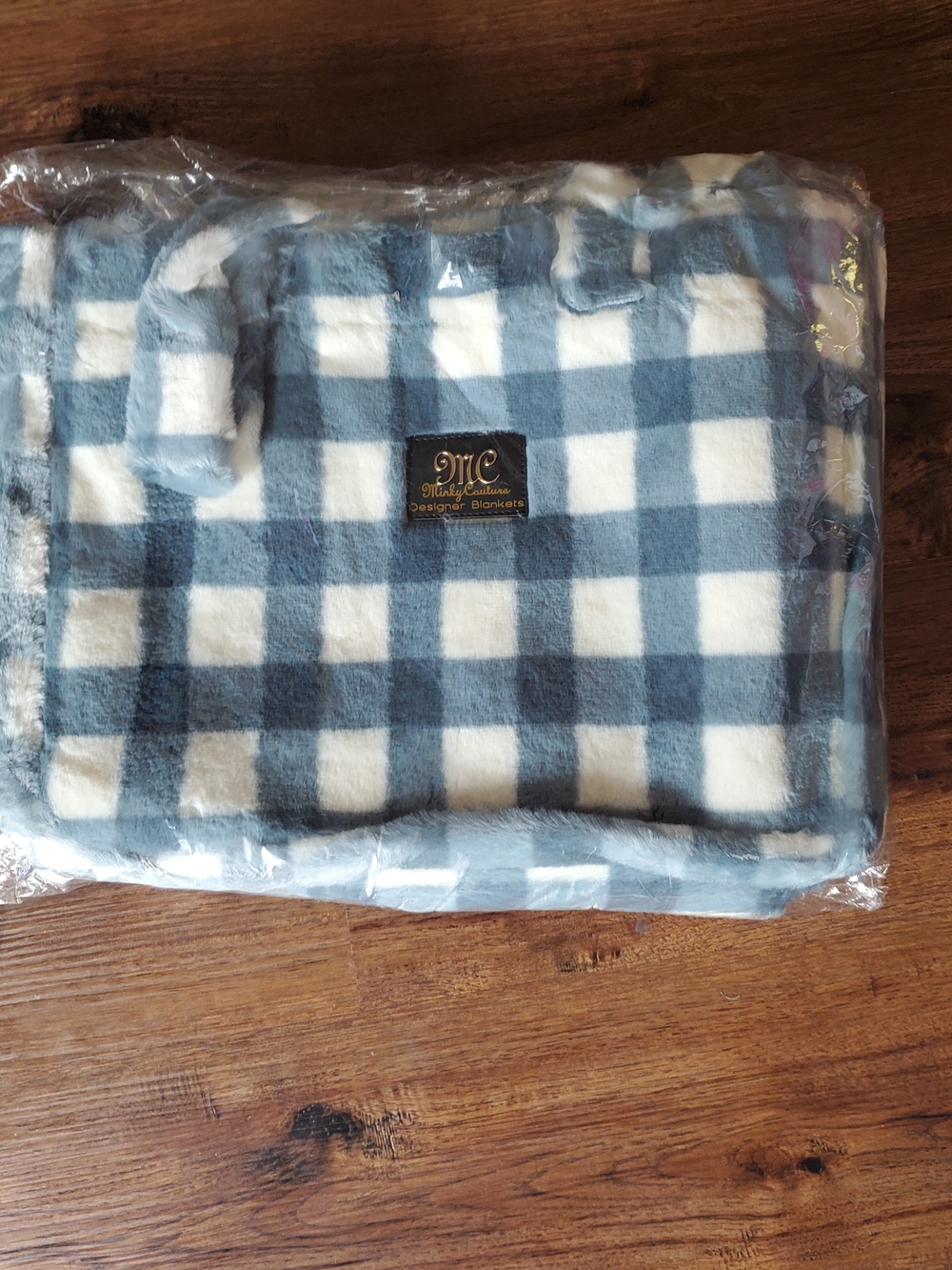 Minky Couture Annie Tote Buffalo Check - Blue & White